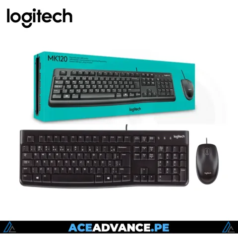 KIT 2 EN 1 LOGITECH MK120 TECLADO Y MOUSE USB NEGRO