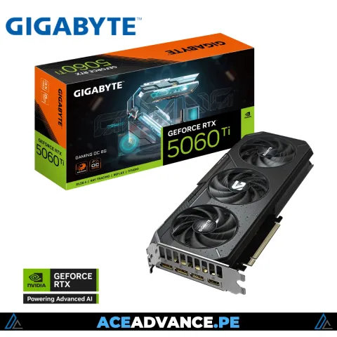 TARJETA DE VIDEO, GIGABYTE, GAMING OC RTX 5060TI 8GB GDDR7