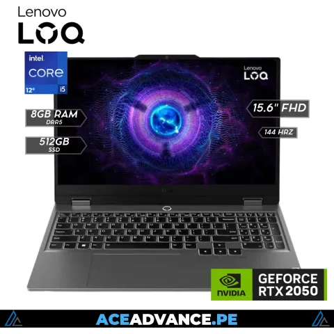 LENOVO LOQ 15IAX9E GAMING - CORE i5 12450HX 512GB SSD 8GB 15.6" FHD 144Hz IPS WIN11 RTX 2050 4096MB