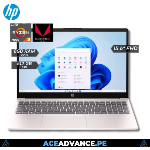 LAPTOP HP 15-FC0068LA - RYZEN 3 7320U/8GB/SSD512GB/W11/15.6  A1UD2LA