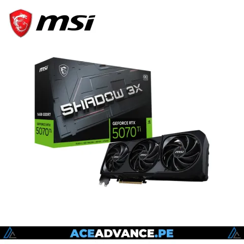 TARJETA DE VIDEO MSI GEFORCE RTX 5070 TI SHADOW 3X OC 16GB 3X FANS GDDR7