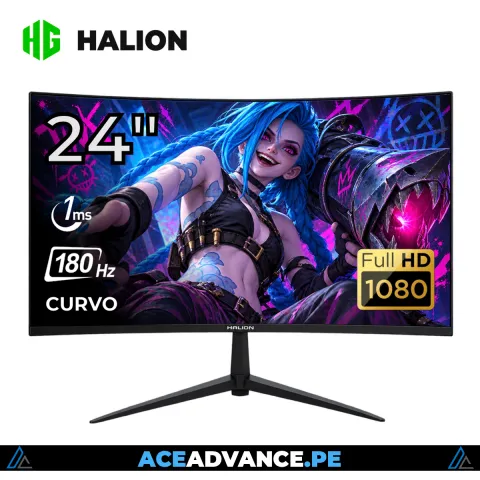 MONITOR GAMER HALION 24" HG2406FC FHD CURVO VA 180HZ 1MS