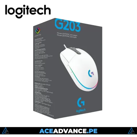 MOUSE GAMING LOGITECH G203 LIGHTSYNC RGB WHITE