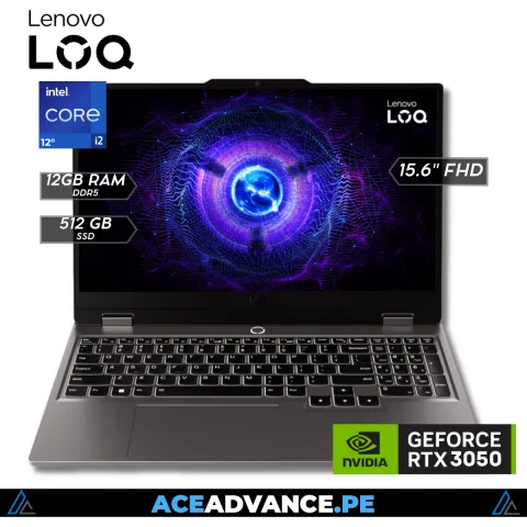 LAPTOP LENOVO LOQ 15IAX9 CORE I5-12450HX/12GB/SSD512GB/RTX305 6GB/FREE/15.6/ 83GS00JULM