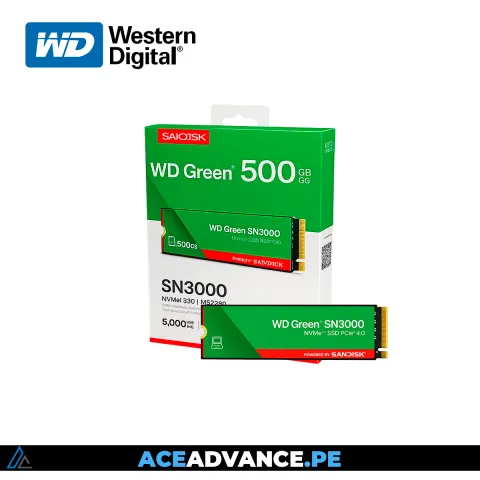 DISCO SOLIDO NVME 500GB WESTERN DIGITAL GREEN SN3000 5000MB/S PCI4