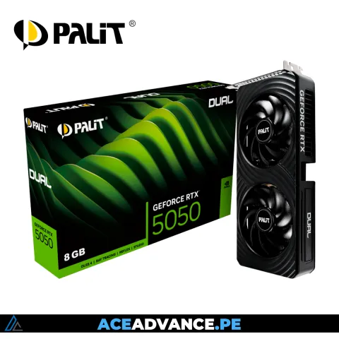 TARJETA DE VIDEO PALIT DUAL RTX5050 OC 8GB GDDR6 128 BITS CUDA 2560
