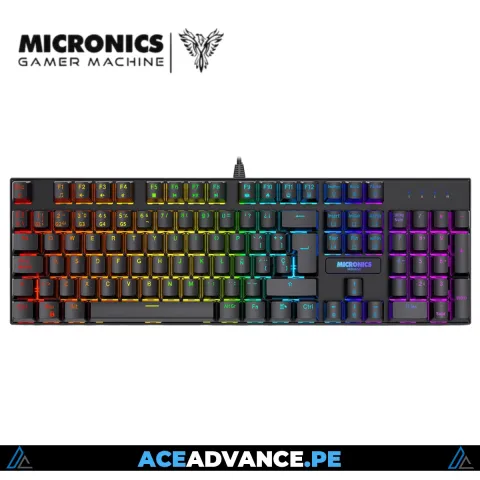 TECLADO MECANICO GAMER, MICRONICS, MIRAGE GK1003 BLACK RGB USB
