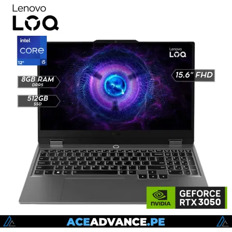 LENOVO LOQ - INTEL CORE i5 12450HX, 24GB( 8+16gb) DDR5, SSD 512GB RTX 3050 6GB
