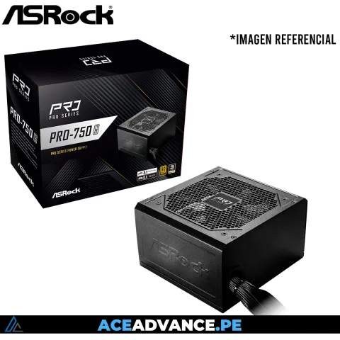 FUENTE DE PODER ASROCK POWER SUPPLY PRO-750G 80PLUS GOLD CERTIFICADA