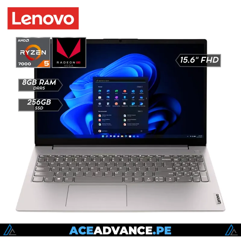 LAPTOP LENOVO V15 R5 - RYZEN 5 7520U | 8GB DDR5 | 256GB | 15.6" FHD SP