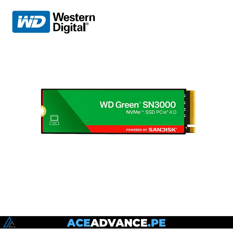 DISCO SOLIDO NVME 500GB WESTERN DIGITAL GREEN SN3000 5000MB/S PCI4 — imagen 2