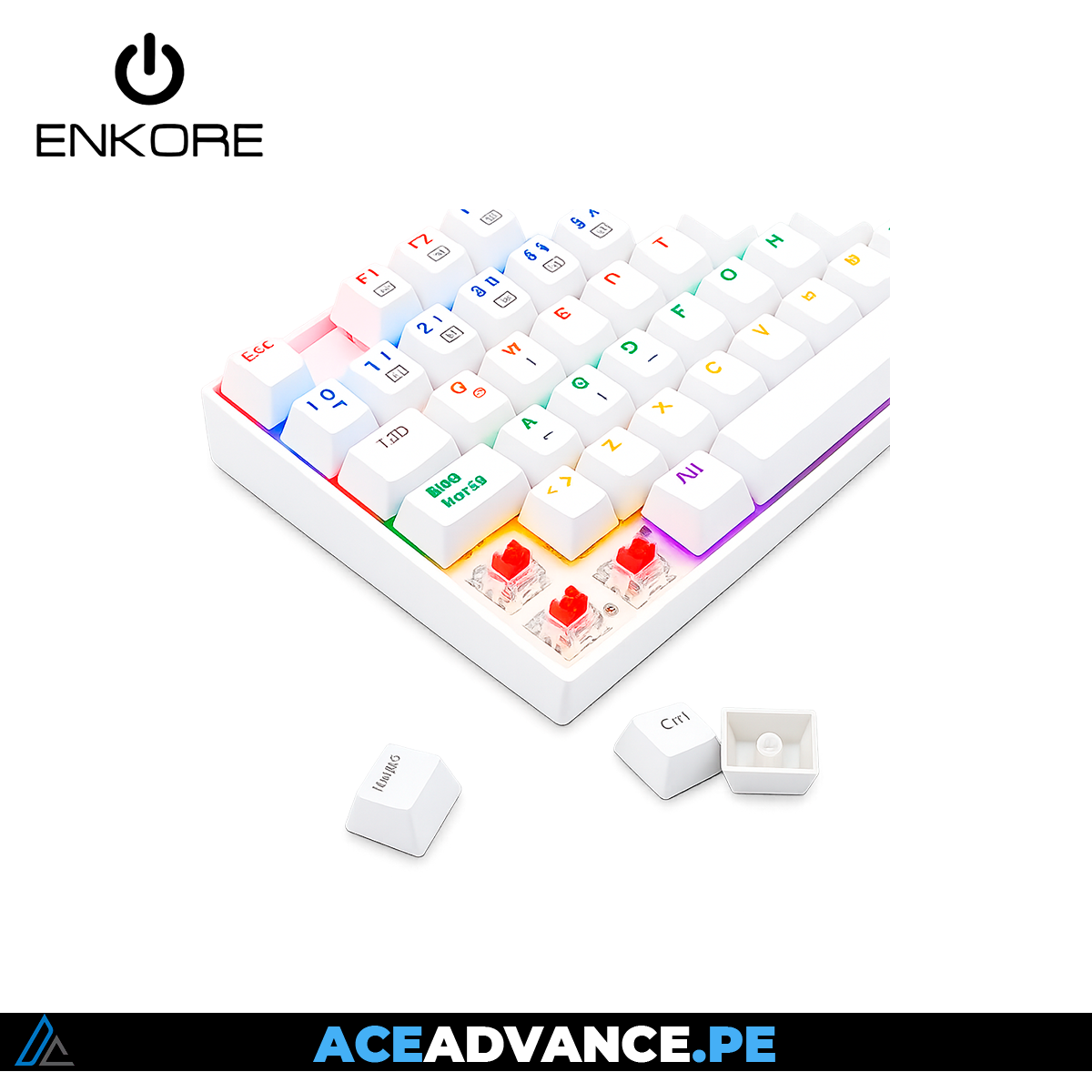 TECLADO MECANICO ENKORE ROYALE WHITE RGB