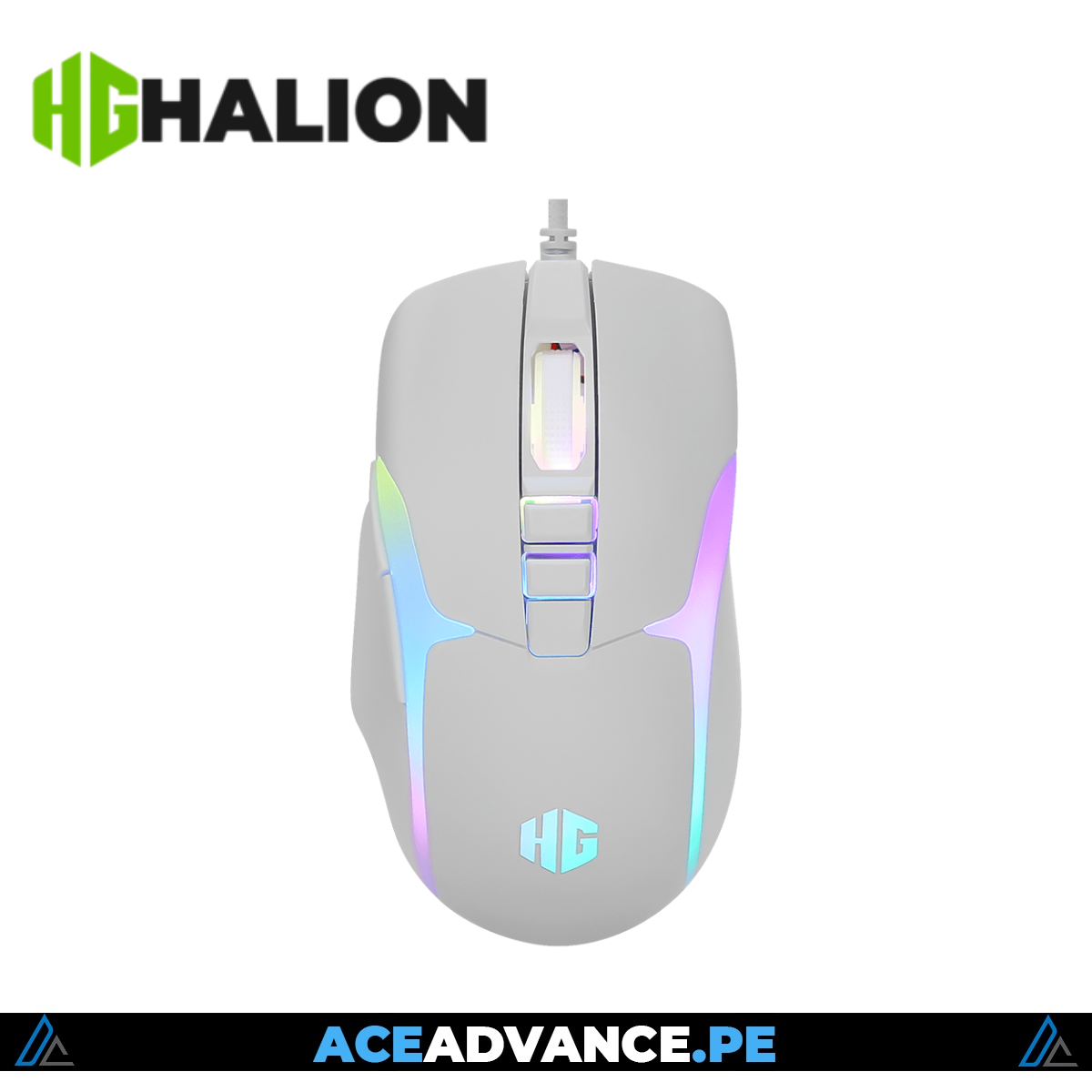 KIT GAMING HALION DAMON HA-863C WH, TECLADO Y MOUSE SWITCH RED RGB