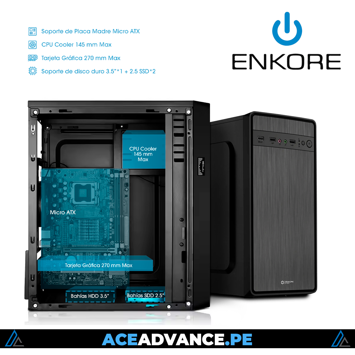 CASE NITRO BLACK C/ FUENTE 600W STANDARD