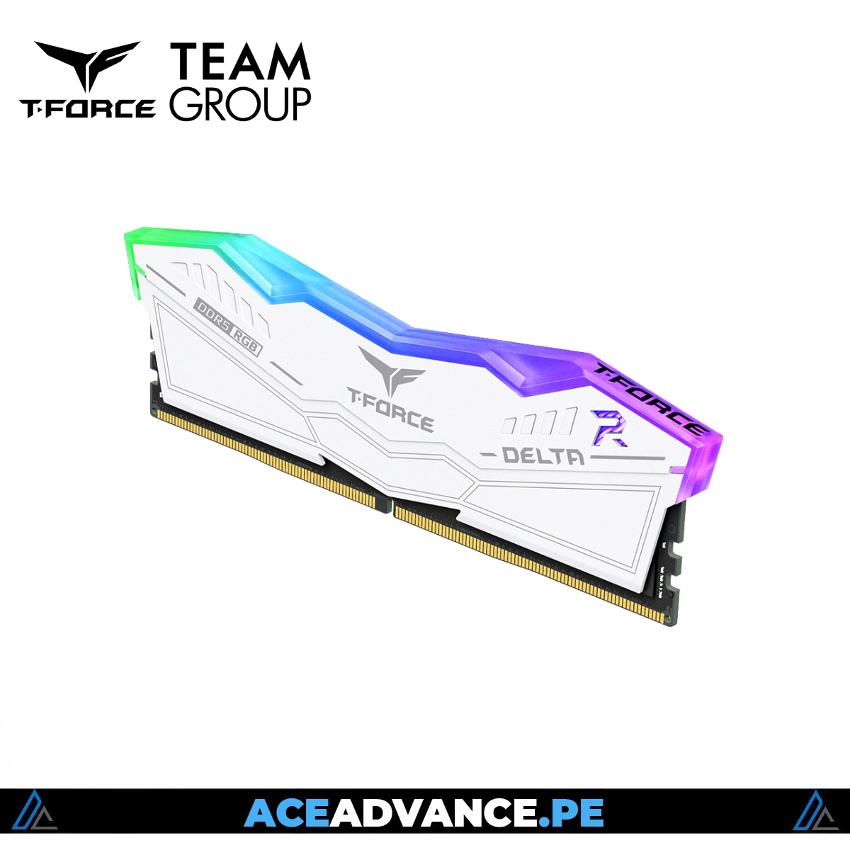 KIT MEMORIA RAM TEAMGROUP T-FORCE DELTA WHITE DDR5 64GB(2X32GB) 6000MHZ