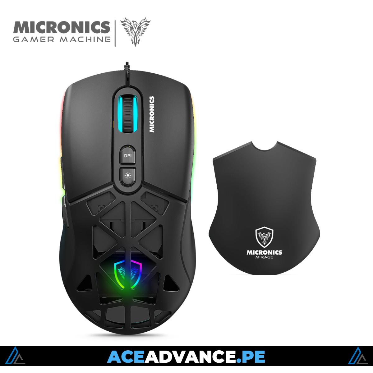 MOUSE GAMER MIRAGE MIC RGB 7B 12800DPI