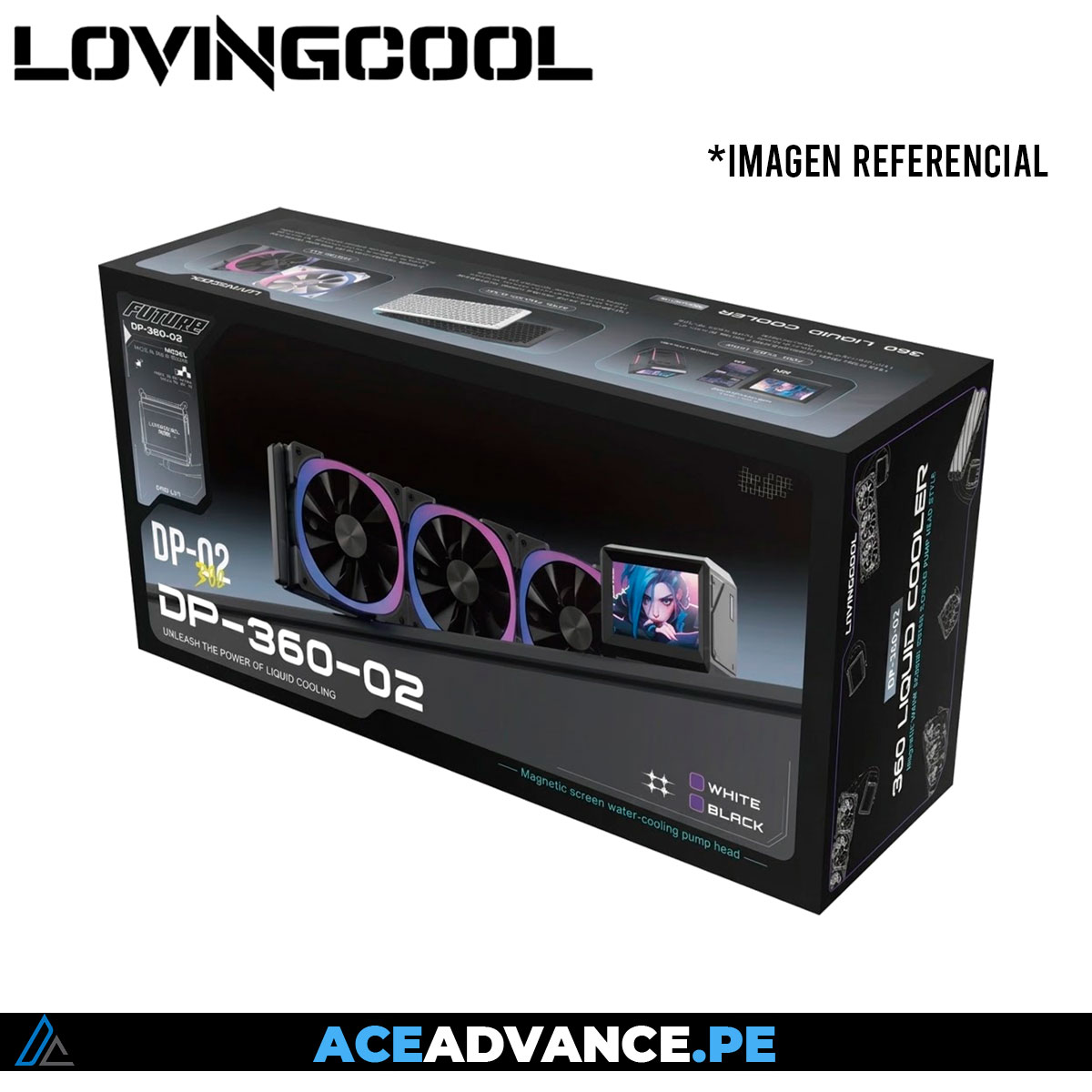 REFRIGERACION LIQUIDA LOVINGCOOL FUTURE DP-02 360 ARGB BLACK C/PANTALLA  — imagen 3