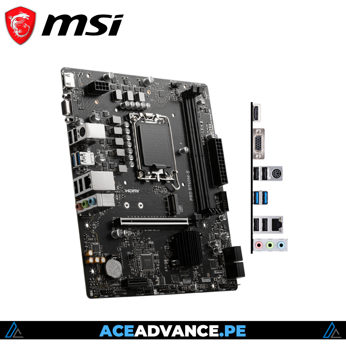 PLACA MADRE , MSI, B760M-E LGA 1700 2DIMMs DDR4 4800MHZ HMDI DP