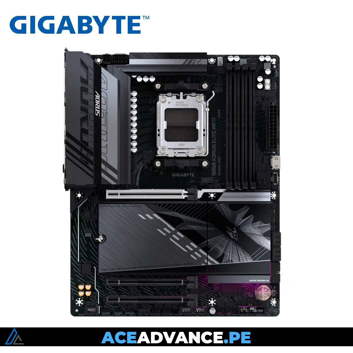 PLACA MADRE GIGABYTE B850 AORUS ELITE WIFI7 AMD ATX DDR5 PCI5.0 — imagen 2
