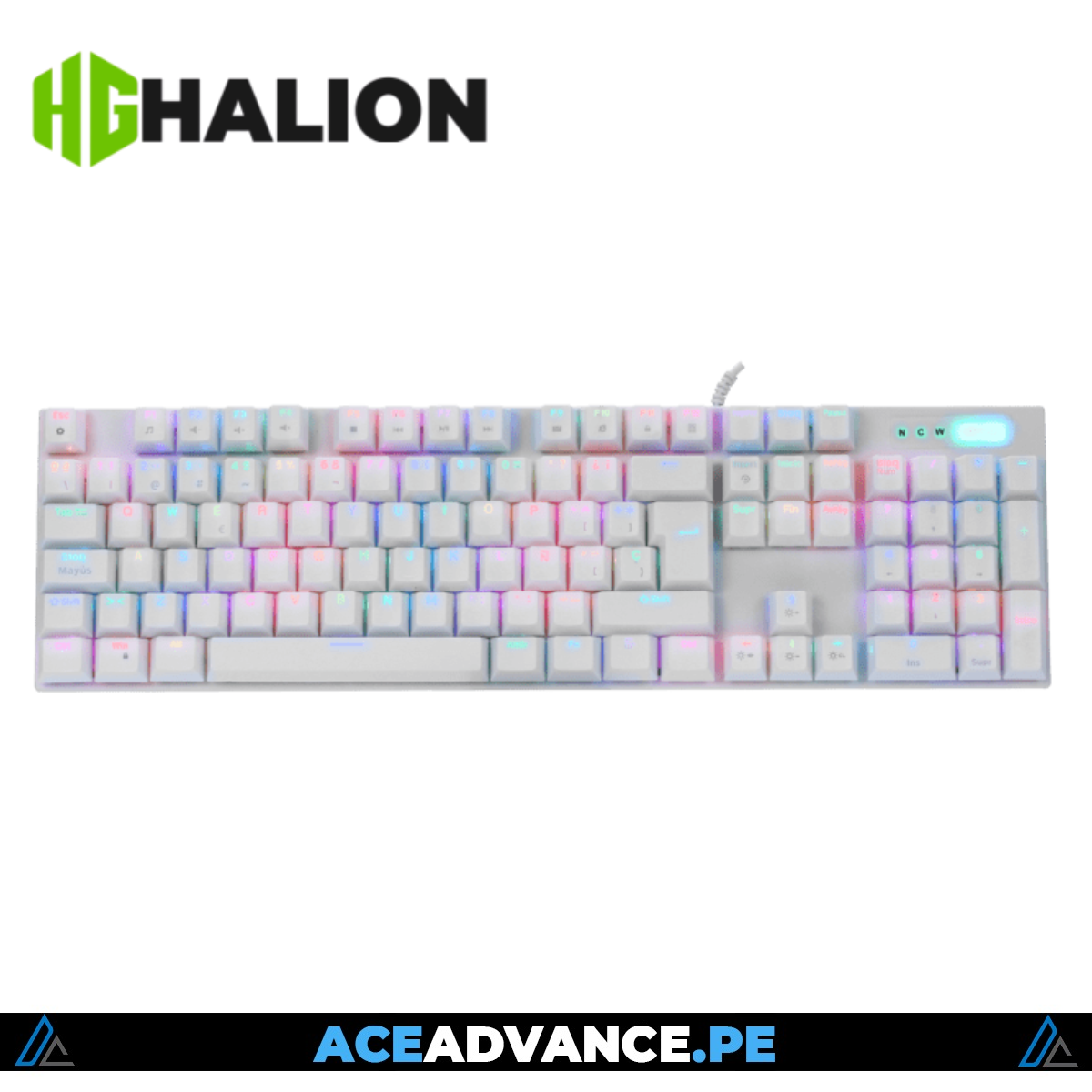 KIT GAMING HALION DAMON HA-863C WH, TECLADO Y MOUSE SWITCH RED RGB
