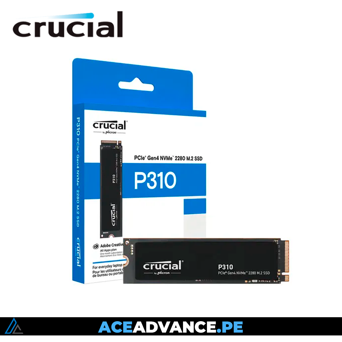 DISCO SOLIDO M.2 NVME P310 512GB CRUCIAL 2280 M.2 GEN 4 6600MBS