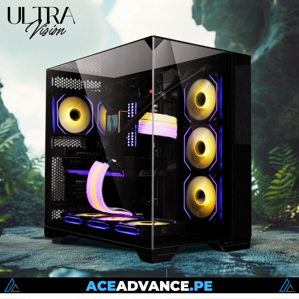 CASE ATX ULTRA VISION S/F BLACK 4 FANS RGB