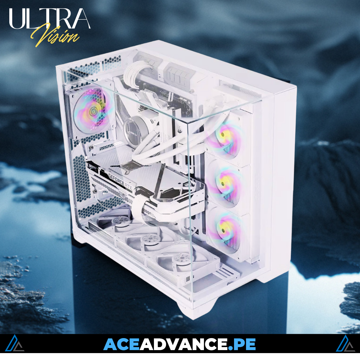 CASE ATX ULTRA VISION S/F WHITE 4 FANS RGB