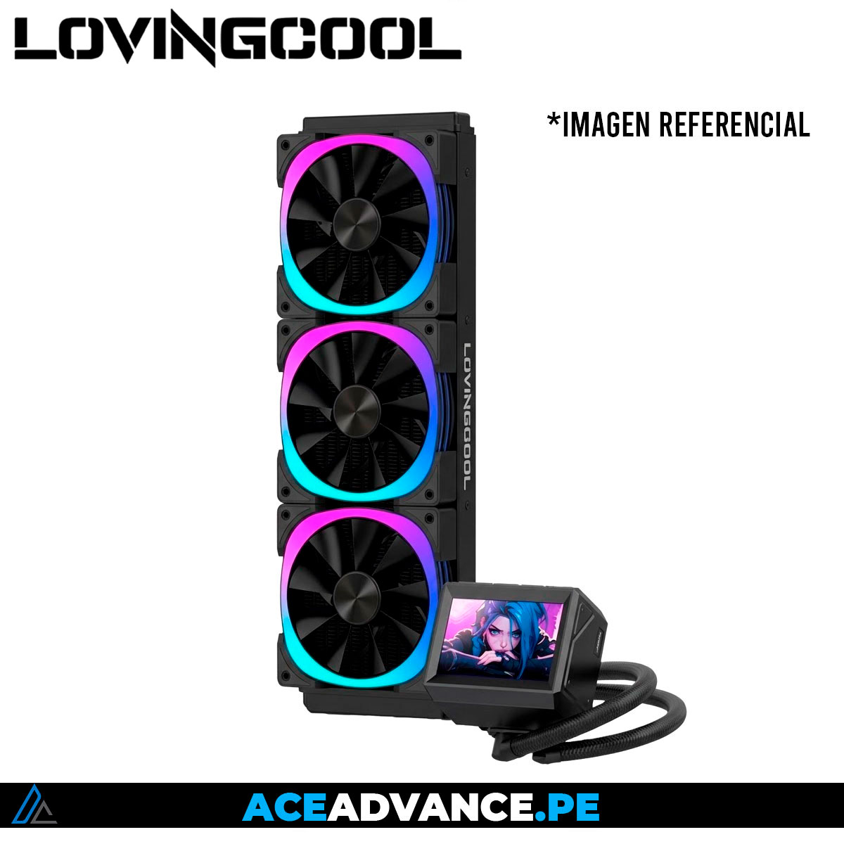 REFRIGERACION LIQUIDA LOVINGCOOL FUTURE DP-02 360 ARGB BLACK C/PANTALLA 
