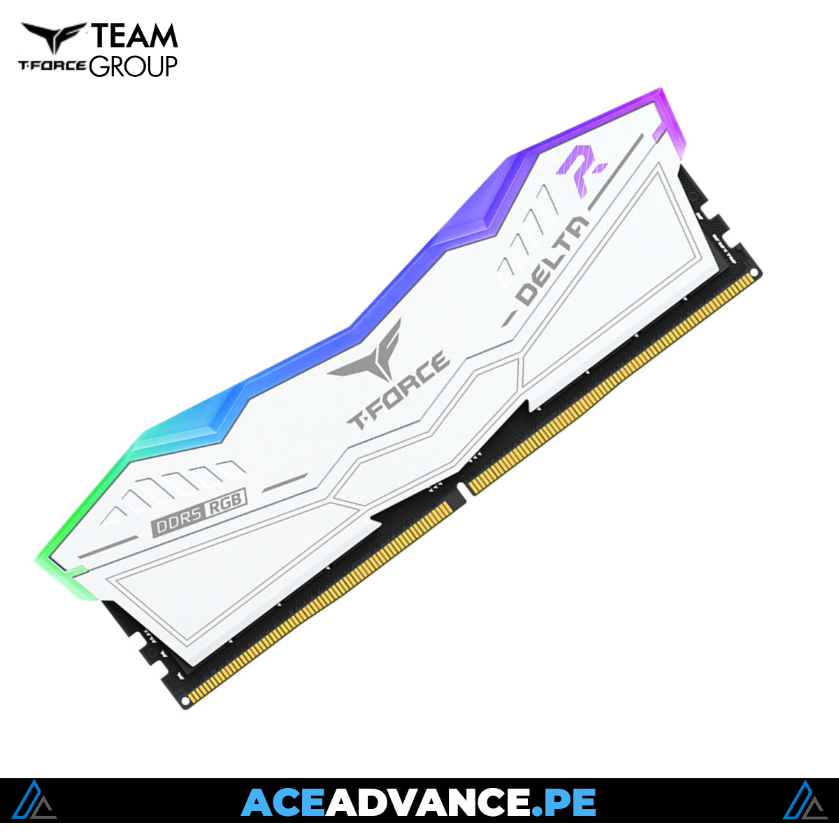 KIT MEMORIA RAM TEAMGROUP T-FORCE DELTA WHITE DDR5 32GB(2X16) 6400MHZ