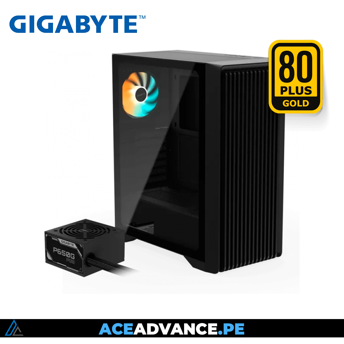 CASE GAMER GIGABYTE C103 GLASS C/F 650W 80+ GOLD — imagen 3