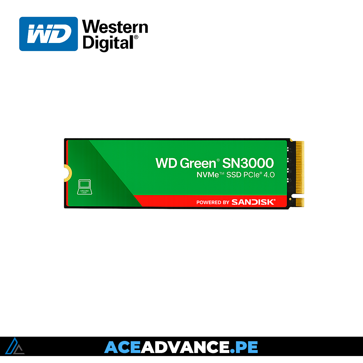 DISCO SOLIDO NVME 500GB WESTERN DIGITAL GREEN SN3000 5000MB/S PCI4
