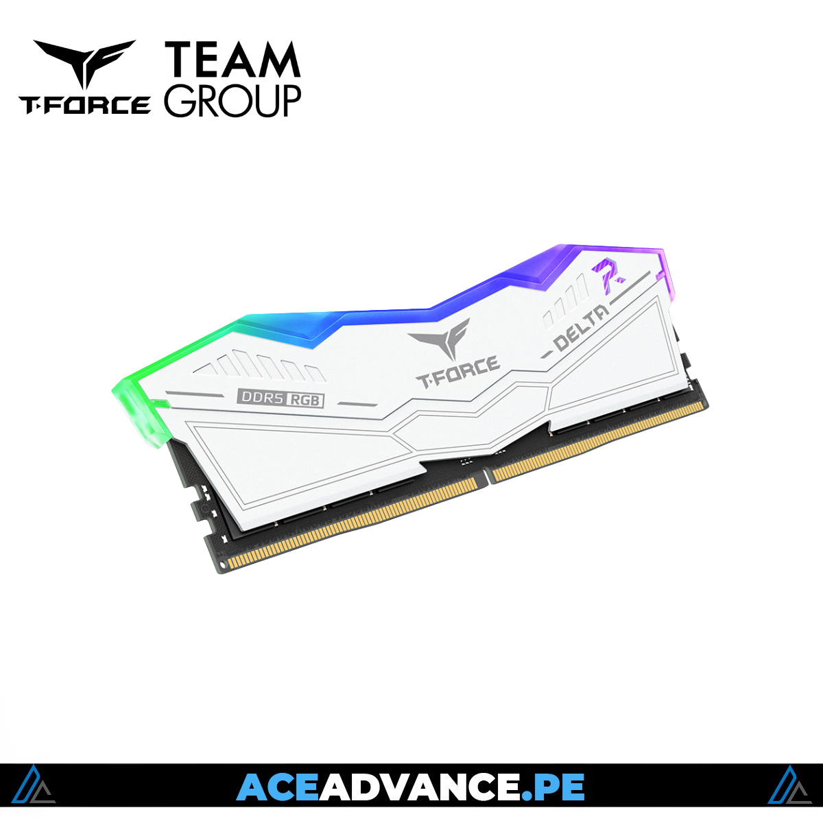 KIT MEMORIA RAM TEAMGROUP T-FORCE DELTA WHITE DDR5 64GB(2X32GB) 6000MHZ