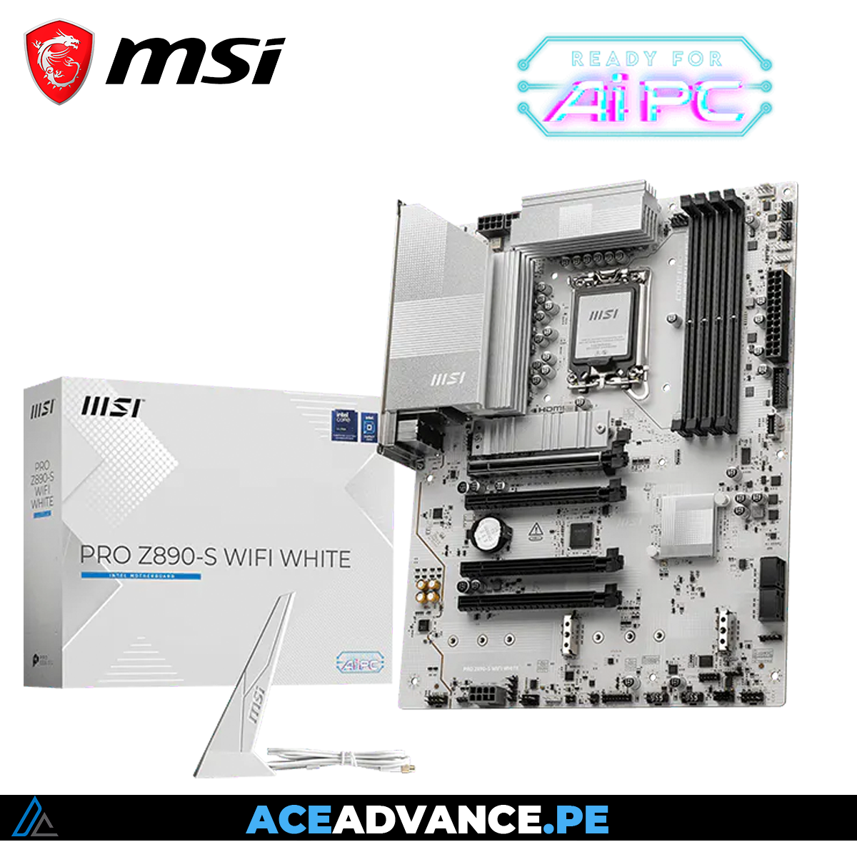 PLACA MADRE MSI PRO Z890-S WIFI WHITE, DDR5, LGA 1851