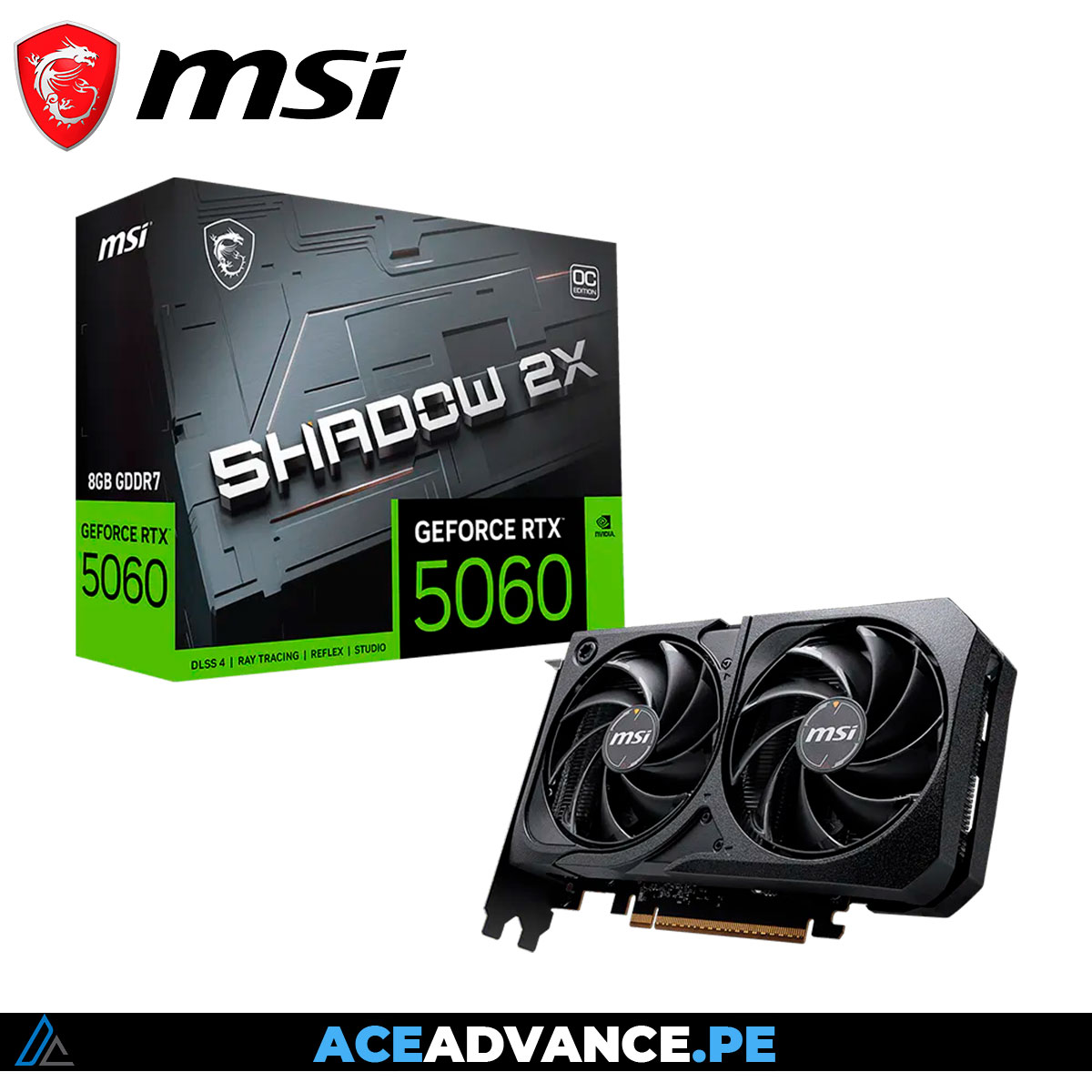 TARJETA DE VIDEO RTX 5060 8GB MSI SHADOW 2X OC