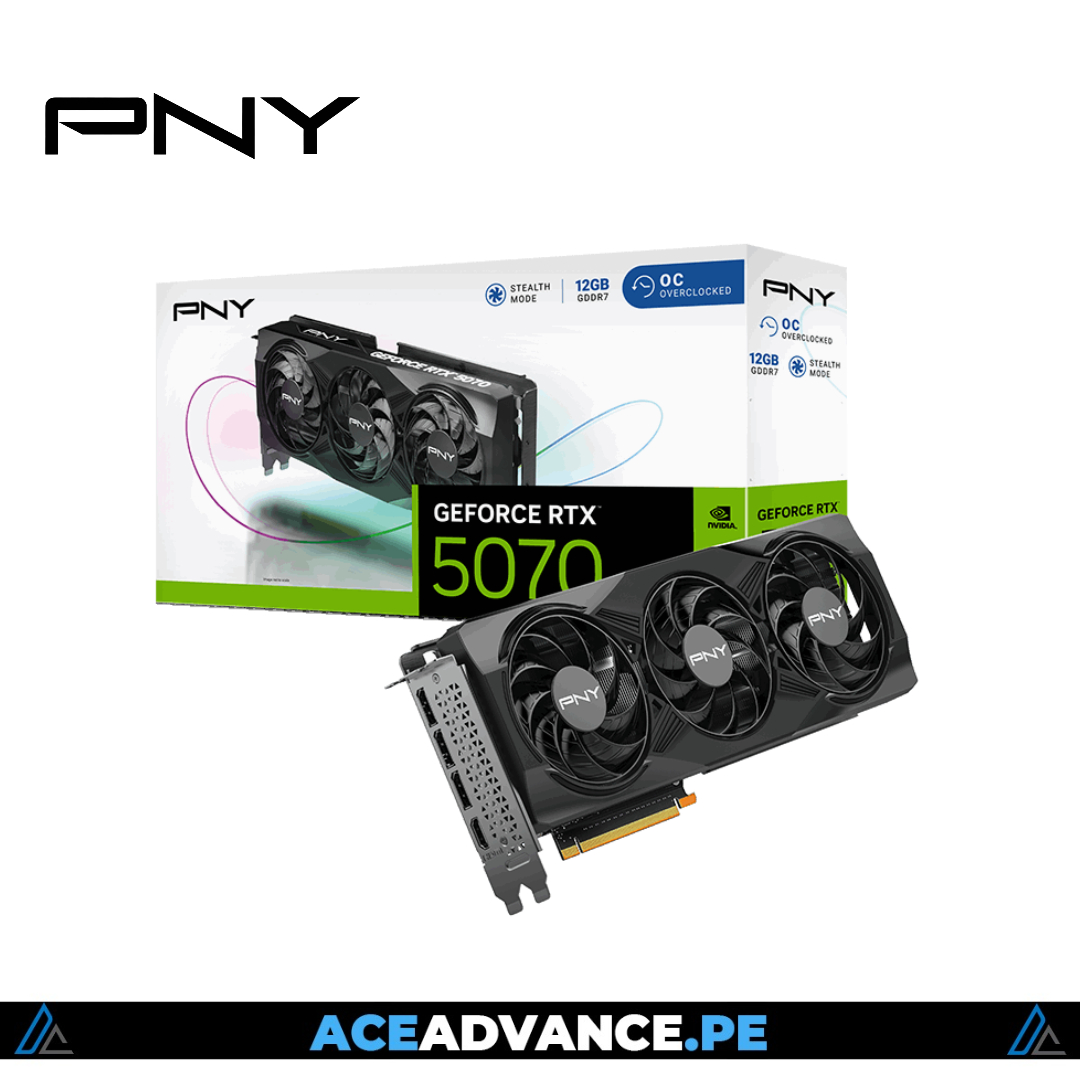 TARJETA DE VIDEO PNY RTX 5070 12GB GDDR7 OC 3 FANS 